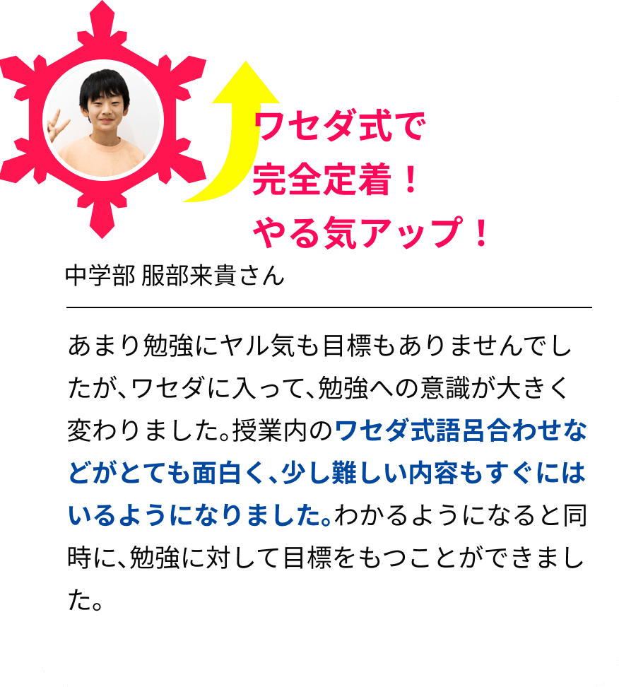 ワセダ式で完全定着！やる気アップ！