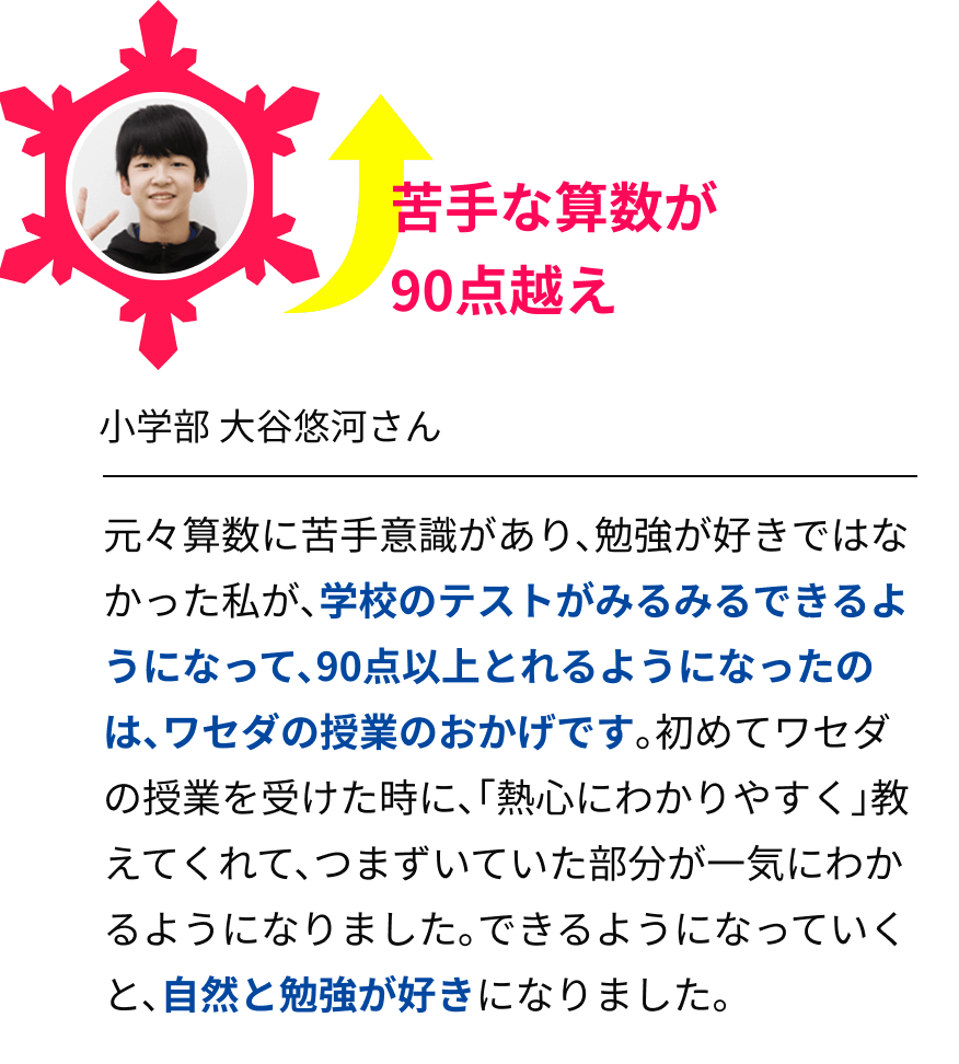 苦手な算数が90点越え